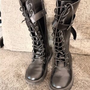 Stylish Black Kids Lace-Up Boots